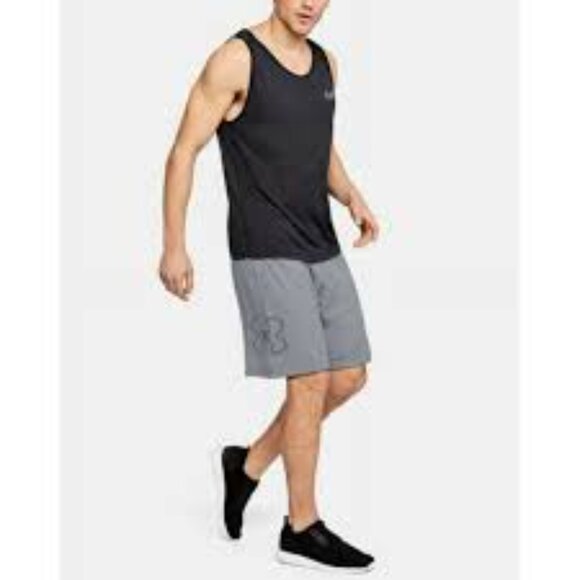UNDER ARMOUR MEN'S UA TECH LOGO GREY BLACK LOOSE SHORTS SIZE 2XL NEW WITH TAGS - Picture 1 of 8